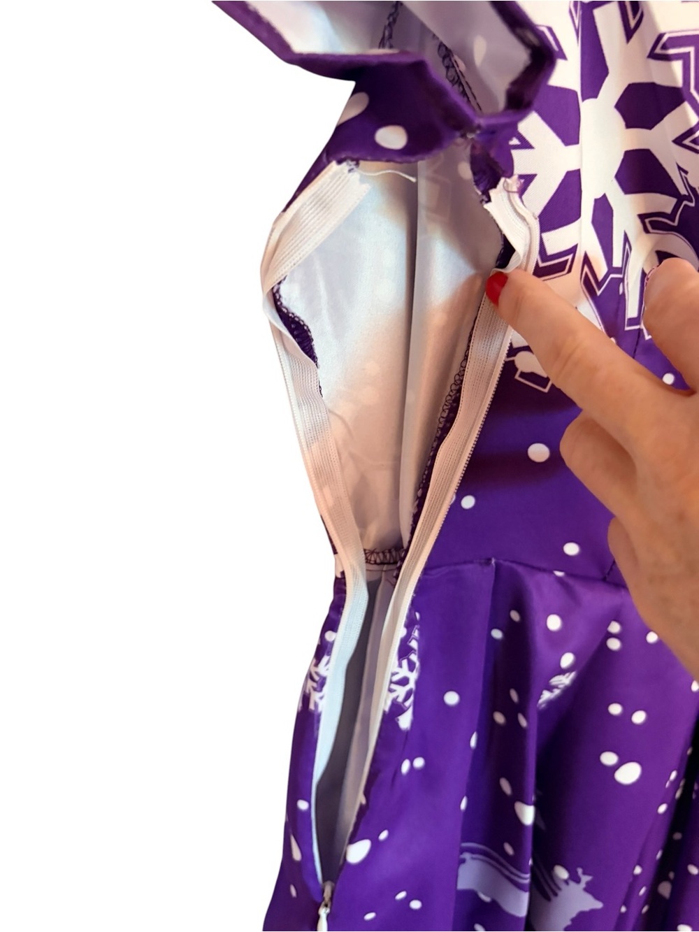Purple Holiday Snowflake Fit & Flare Dress - Picture 6 of 7